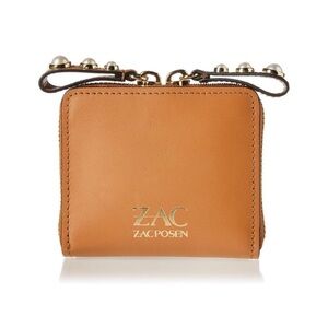 Zac Eartha Mini Bow Zipped Small Leather Wallet Brown Pearl Detail NWT